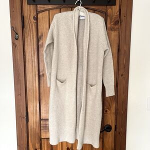 Old Navy Open Cardigan Women S Long Duster of Cream Oatmeal Cozy Sweater Pockets